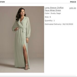 David’s Bridal Dusty Sage Dress